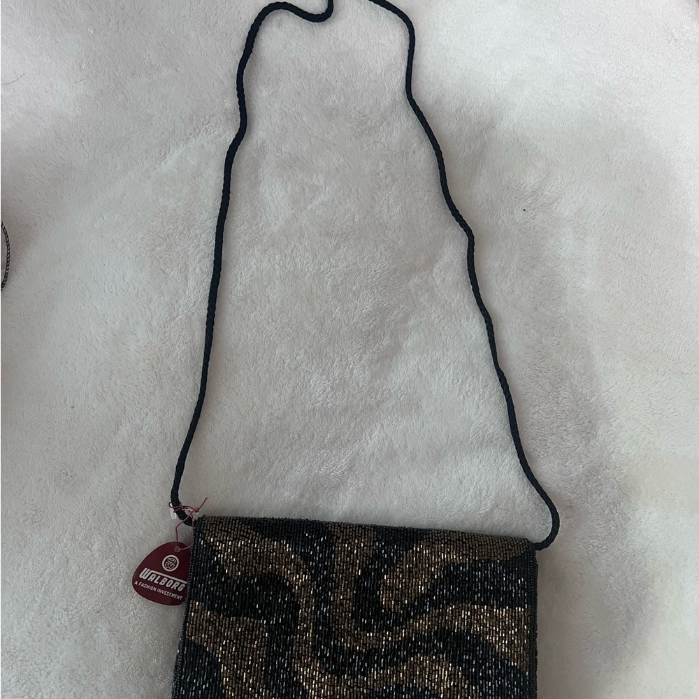Walborg Black and Gold Crossbody Bag with Sparkly Finish